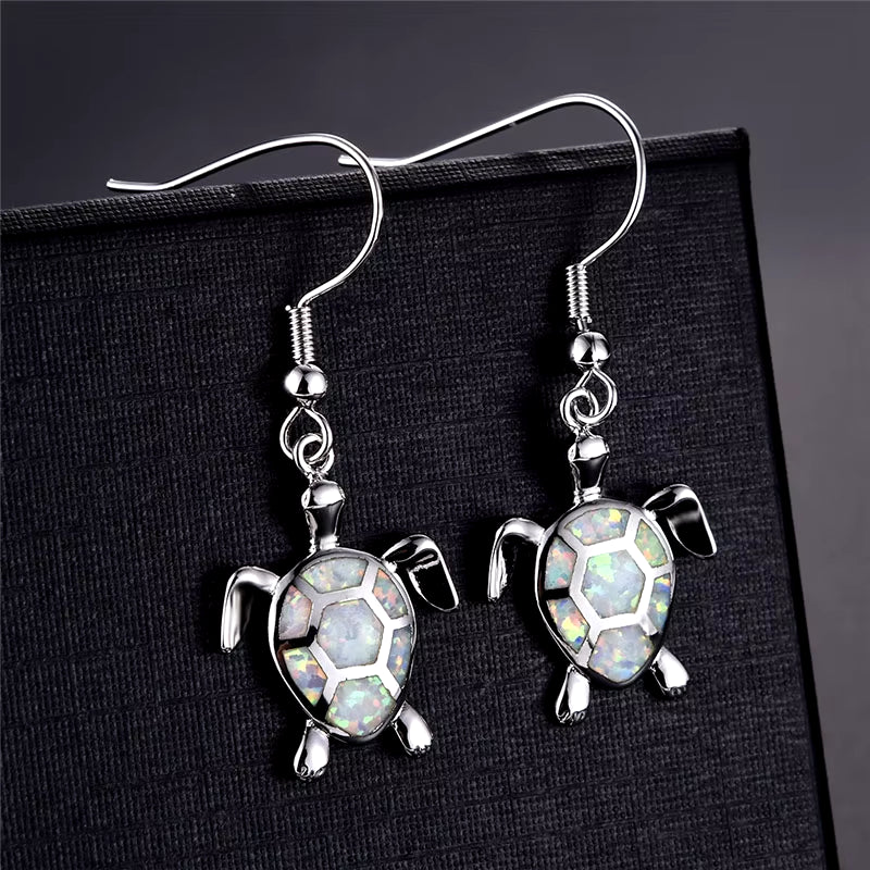 Fashion Women Earrings 2026 Fashion Blue Imitation Opal Drop Earrings Cute Turtle Animal Earrings Female Wedding Jewelry Gift