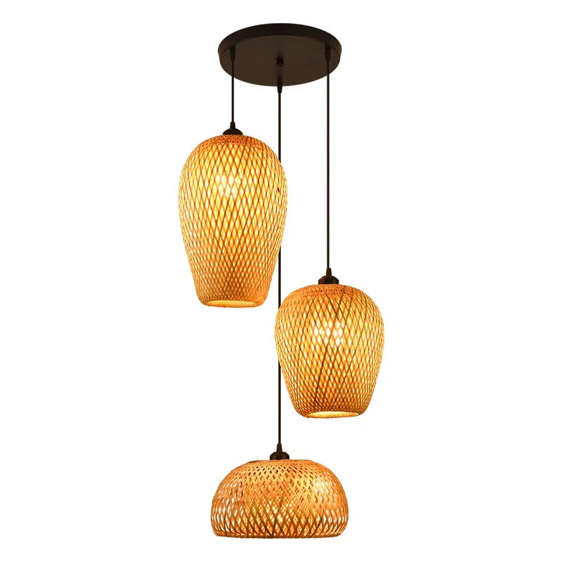 2026 Newest Bamboo Pendant Lamps Ceiling Lights Rattan Wicker Lustre Hand Knit Braiding Suspended Home Dining Braided Decor Hot