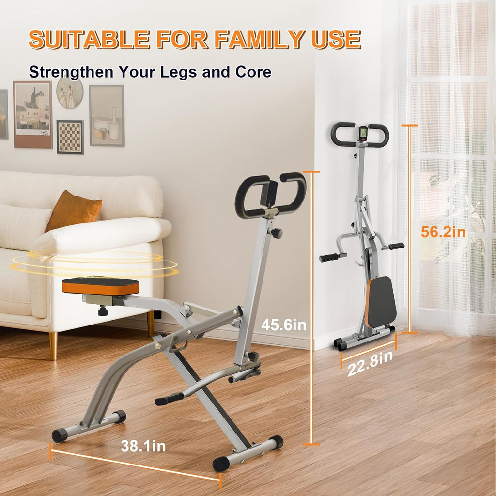 Squat Machine for Home, Squat Assist Trainer with Adjustable Resistance, Foldable Rowing Machine, LCD Display, Exercise Trainer with 265LBS Capacity for Glutes Legs Workout