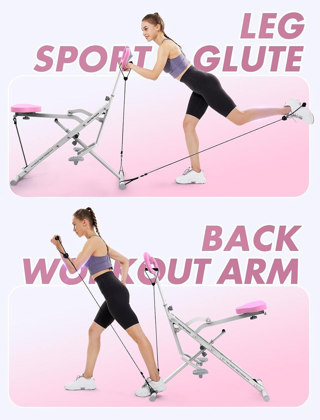 Squat Machine, Squat Assist Rower for Glutes and Thighs, Foldable Exercise Equipment W/ Four Adjustable Resistance for Home, Full Body Workout Machine