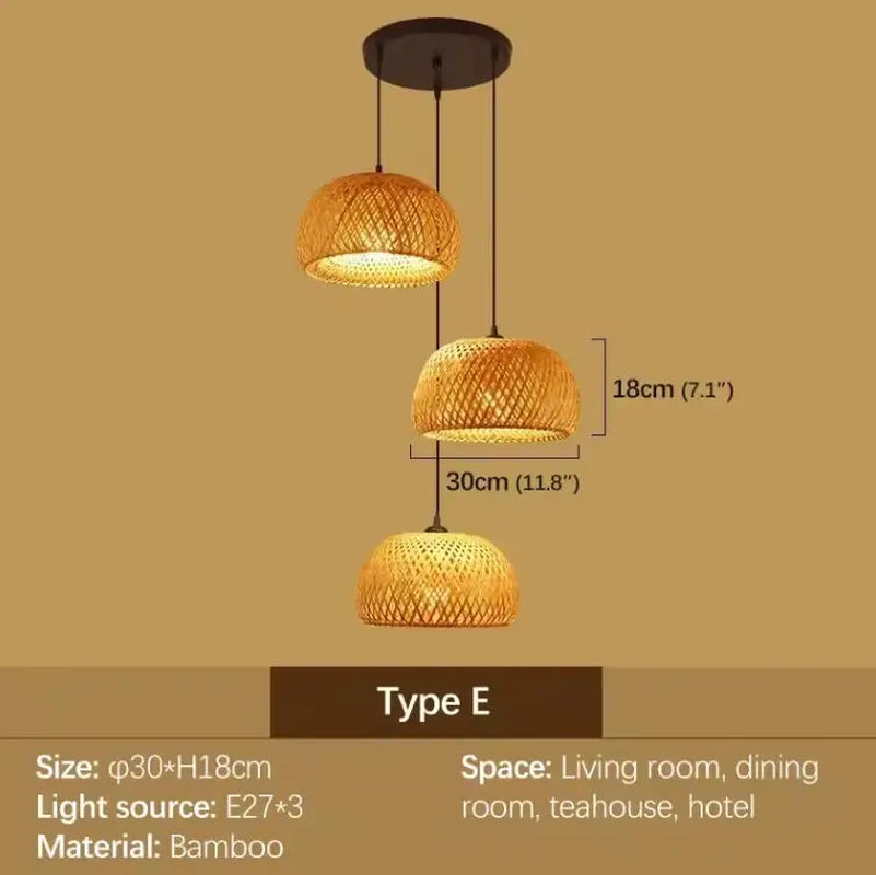 2026 Newest Bamboo Pendant Lamps Ceiling Lights Rattan Wicker Lustre Hand Knit Braiding Suspended Home Dining Braided Decor Hot