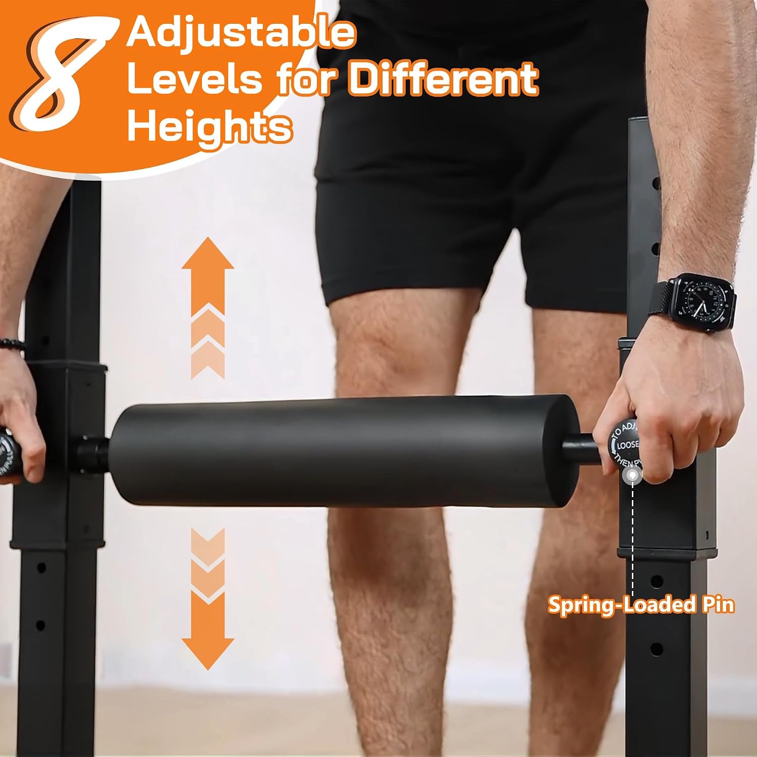 Bulgarian Split Squat Stand, Single Leg Squat Roller with 8 Adjustable Roller Heights, One Leg Squat Stand, Lower Body Workout Machine Home Gym