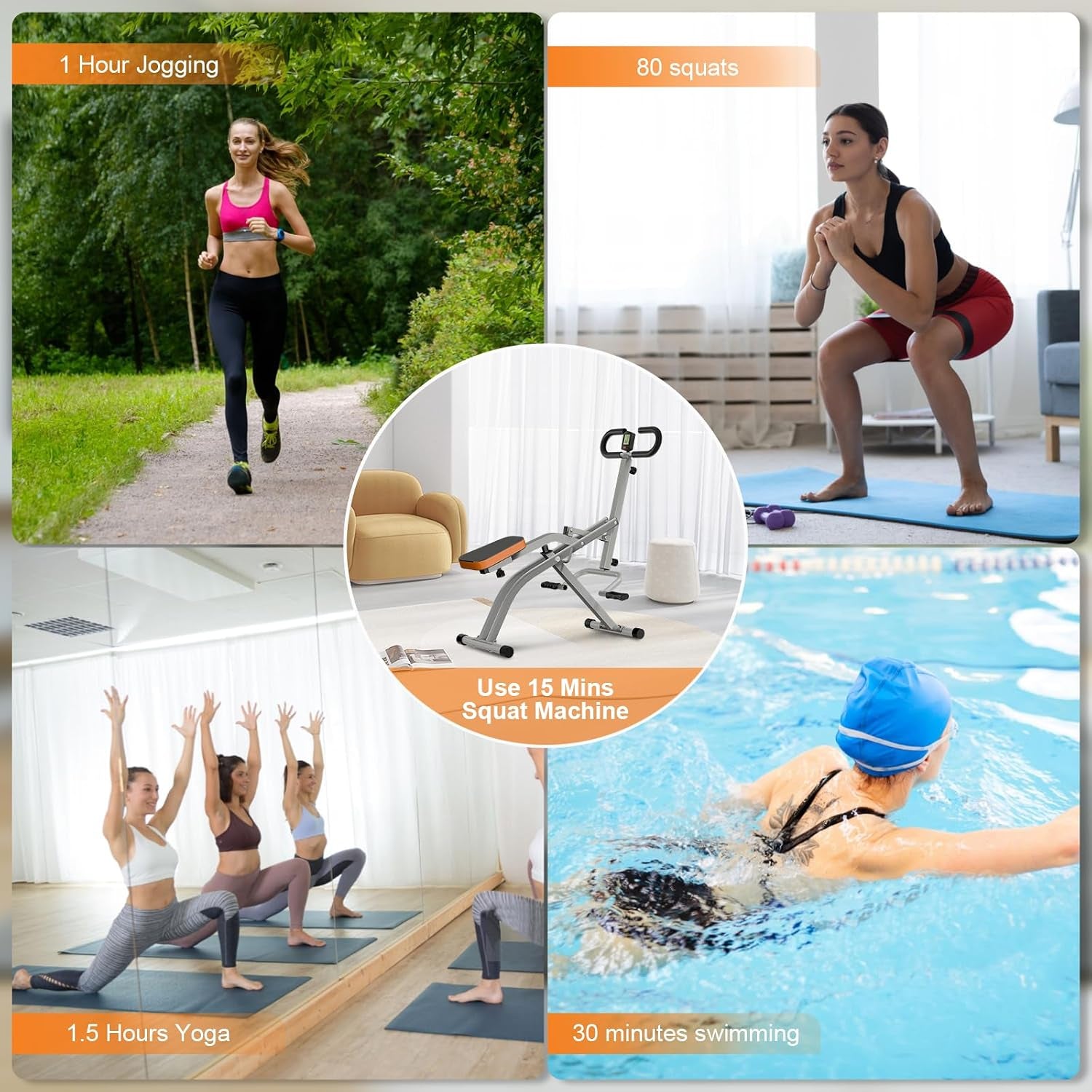 Squat Machine for Home, Squat Assist Trainer with Adjustable Resistance, Foldable Rowing Machine, LCD Display, Exercise Trainer with 265LBS Capacity for Glutes Legs Workout