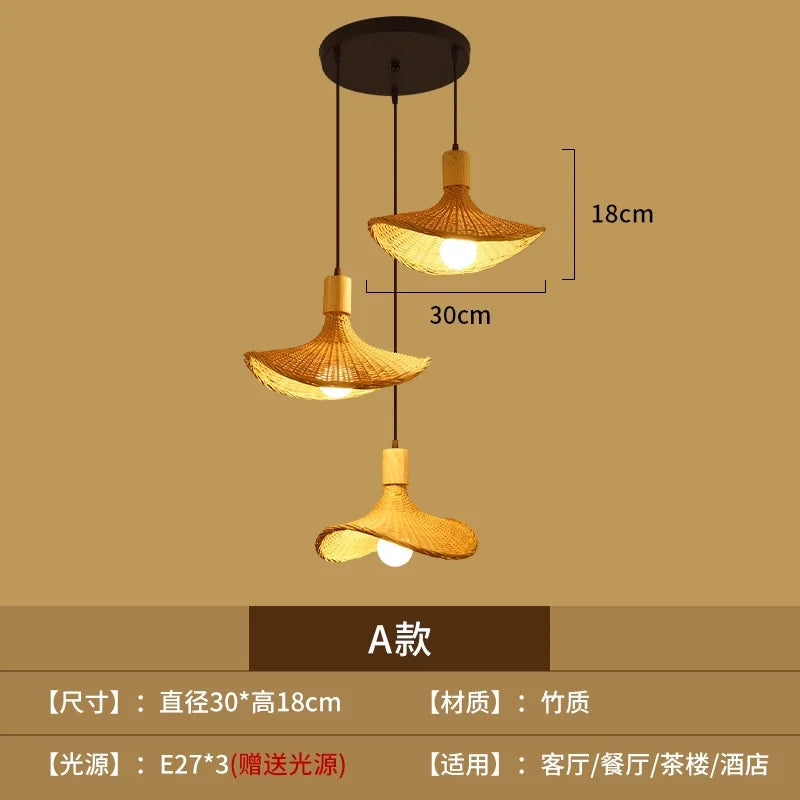 2026 Newest Bamboo Pendant Lamps Ceiling Lights Rattan Wicker Lustre Hand Knit Braiding Suspended Home Dining Braided Decor Hot