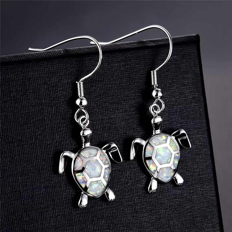 Fashion Women Earrings 2026 Fashion Blue Imitation Opal Drop Earrings Cute Turtle Animal Earrings Female Wedding Jewelry Gift