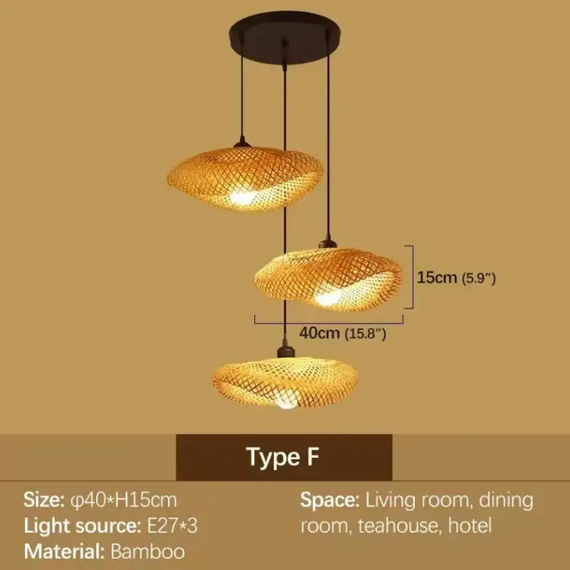 2026 Newest Bamboo Pendant Lamps Ceiling Lights Rattan Wicker Lustre Hand Knit Braiding Suspended Home Dining Braided Decor Hot