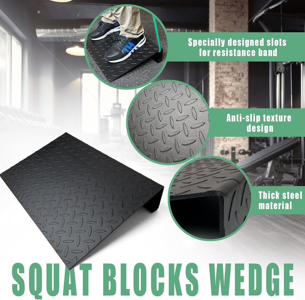 Steel Squat Wedge Block & Slant Board, Heel Elevated Split Squat Wedges Weightlifting, Calf Raise Machine for Calf Stretching