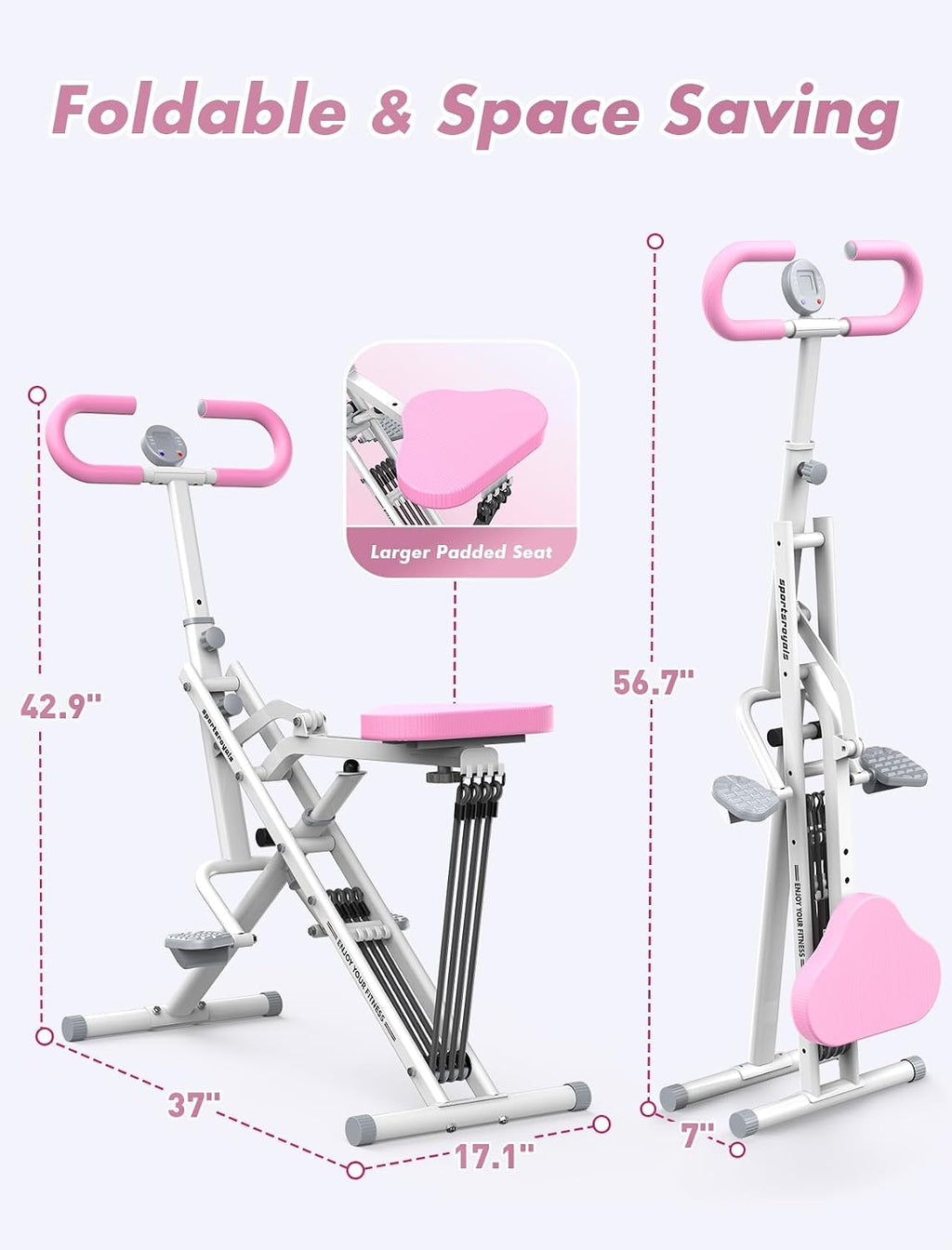Squat Machine, Squat Assist Rower for Glutes and Thighs, Foldable Exercise Equipment W/ Four Adjustable Resistance for Home, Full Body Workout Machine