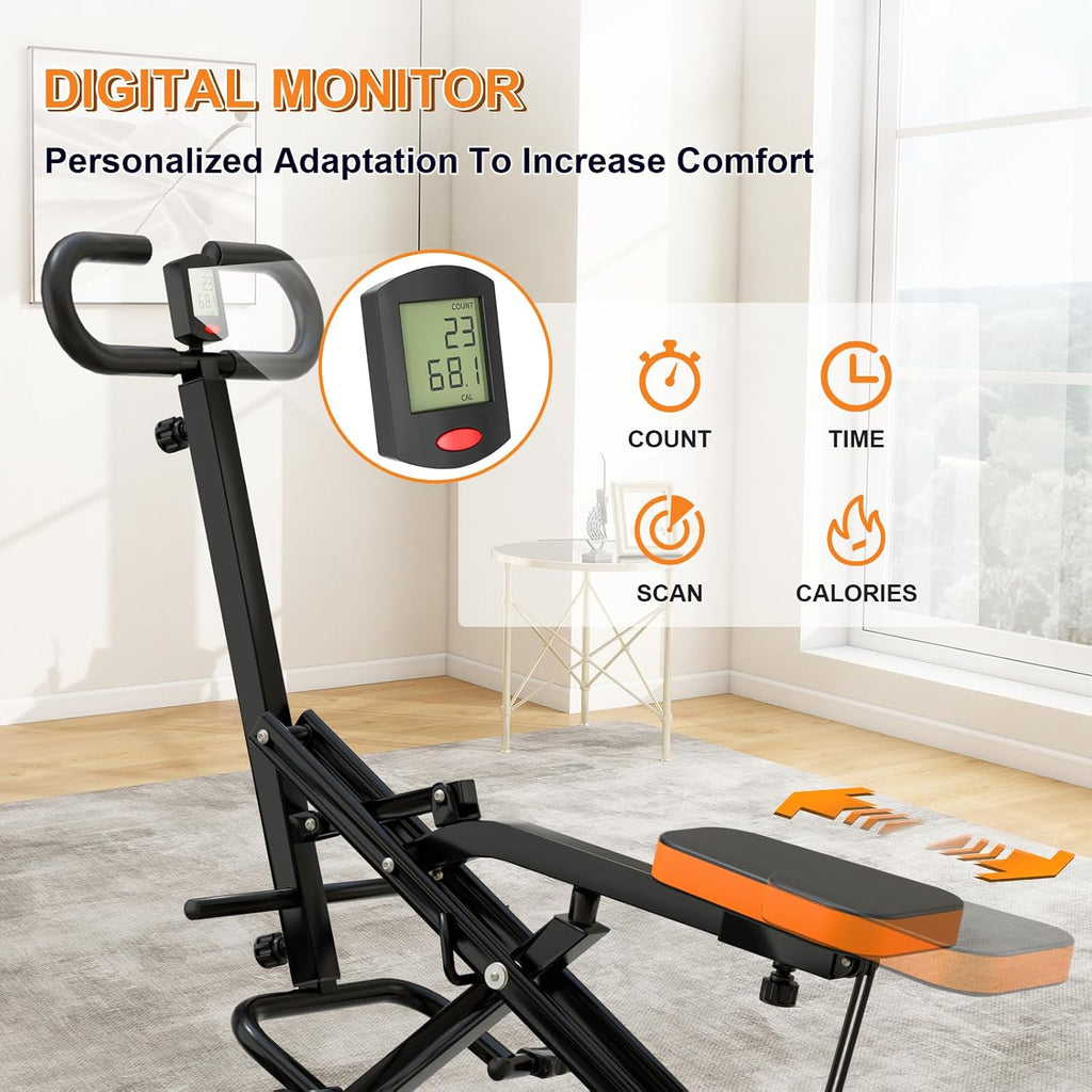 Squat Machine for Home, Squat Assist Trainer with Adjustable Resistance, Foldable Rowing Machine, LCD Display, Exercise Trainer with 265LBS Capacity for Glutes Legs Workout