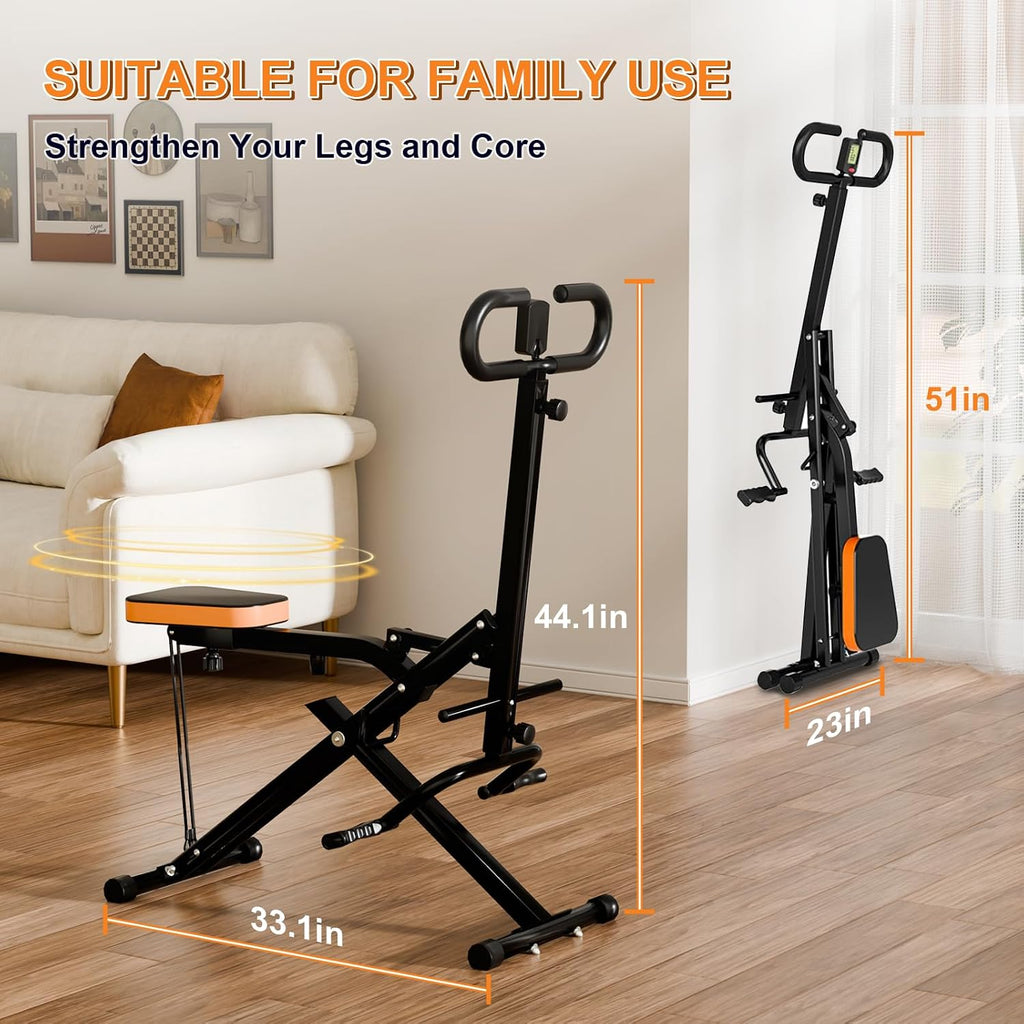 Squat Machine for Home, Squat Assist Trainer with Adjustable Resistance, Foldable Rowing Machine, LCD Display, Exercise Trainer with 265LBS Capacity for Glutes Legs Workout