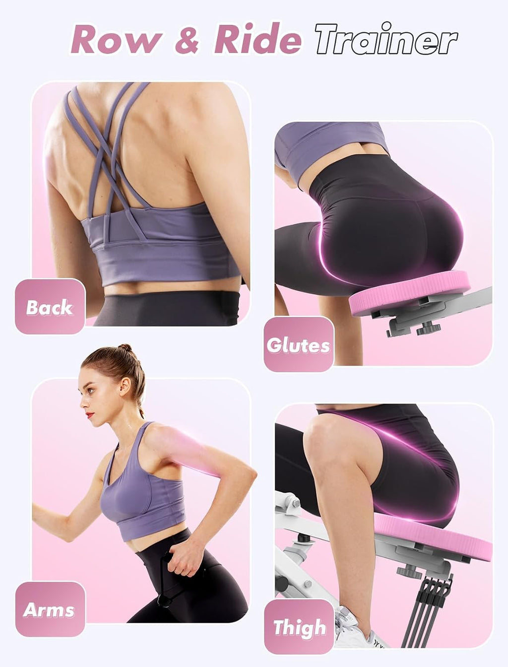 Squat Machine, Squat Assist Rower for Glutes and Thighs, Foldable Exercise Equipment W/ Four Adjustable Resistance for Home, Full Body Workout Machine