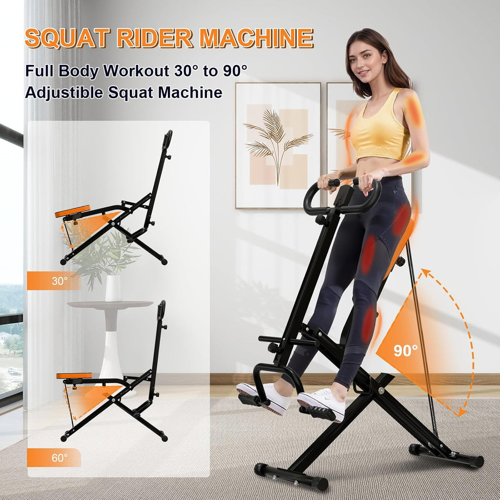 Squat Machine for Home, Squat Assist Trainer with Adjustable Resistance, Foldable Rowing Machine, LCD Display, Exercise Trainer with 265LBS Capacity for Glutes Legs Workout