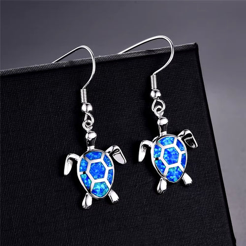 Fashion Women Earrings 2026 Fashion Blue Imitation Opal Drop Earrings Cute Turtle Animal Earrings Female Wedding Jewelry Gift