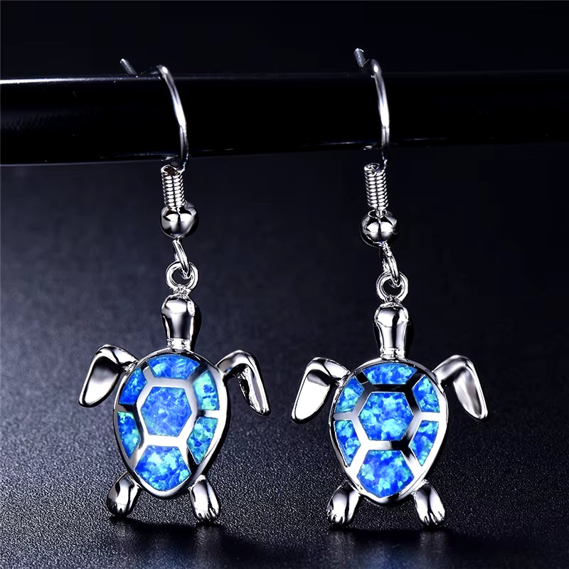 Fashion Women Earrings 2026 Fashion Blue Imitation Opal Drop Earrings Cute Turtle Animal Earrings Female Wedding Jewelry Gift
