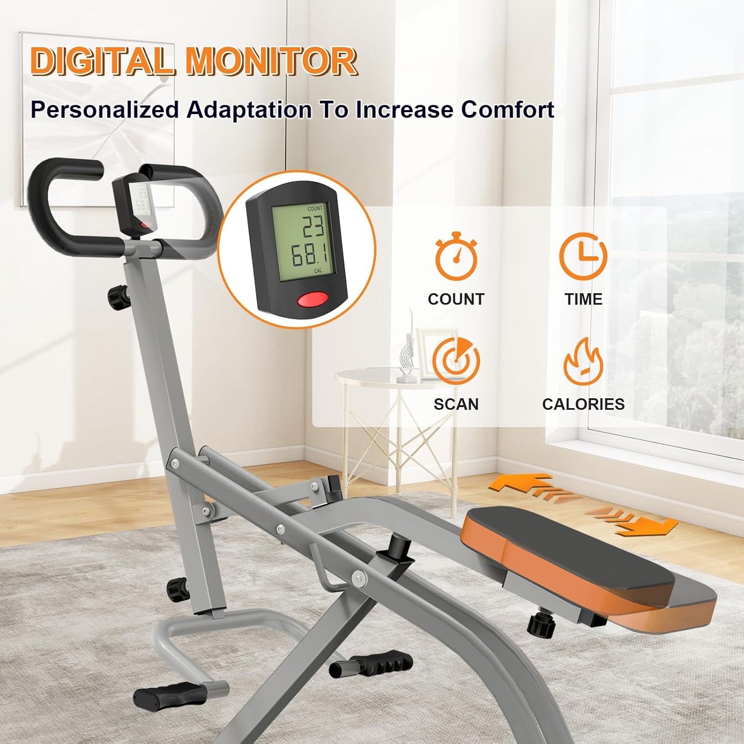 Squat Machine for Home, Squat Assist Trainer with Adjustable Resistance, Foldable Rowing Machine, LCD Display, Exercise Trainer with 265LBS Capacity for Glutes Legs Workout