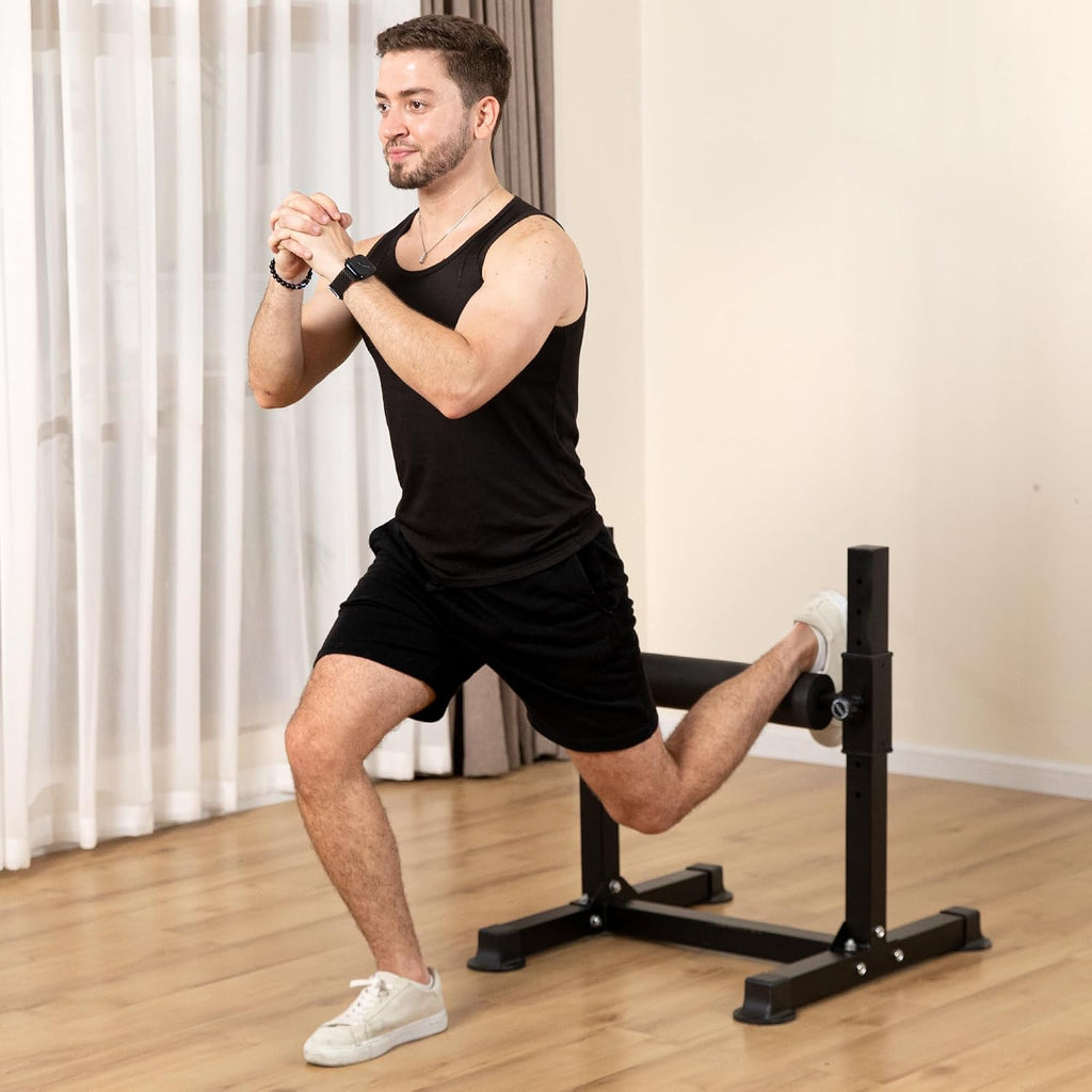 Bulgarian Split Squat Stand, Single Leg Squat Roller with 8 Adjustable Roller Heights, One Leg Squat Stand, Lower Body Workout Machine Home Gym